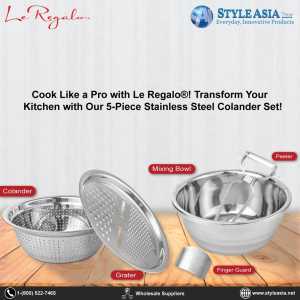 Upgrade Your Kitchen With The Le Regalo® 5 Piece Stainless Steel Colander Set!